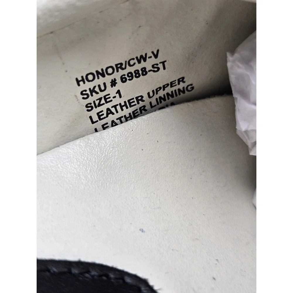 Academie Gear Honor Saddle Shoes Kids Size 1 Black Leather Uniform - New